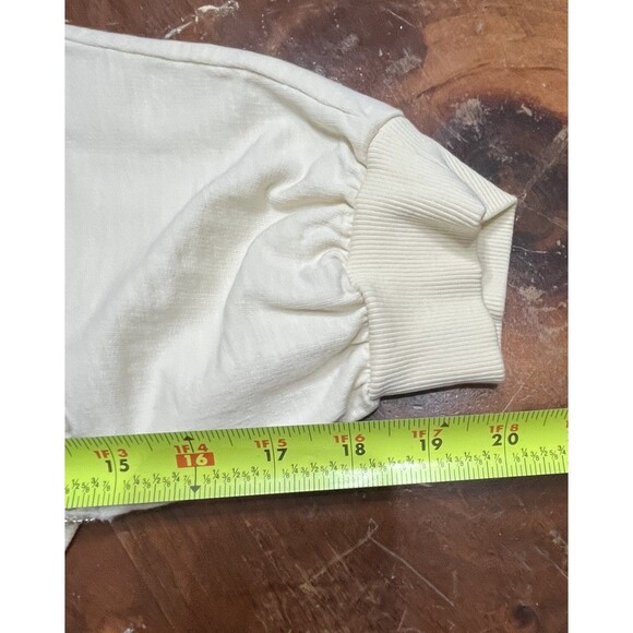 Anthropologie Floral Embroidery/Beaded Sweatshirt Womens S Beige Shimmer Holiday - Picture 11 of 14